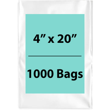 4X20 inches Clear Flat Poly Bags 3Mil Open Top (LDPE)